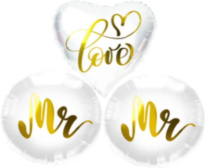 Boeket Folieballonnen - Mr Mr Love - 3 stuks