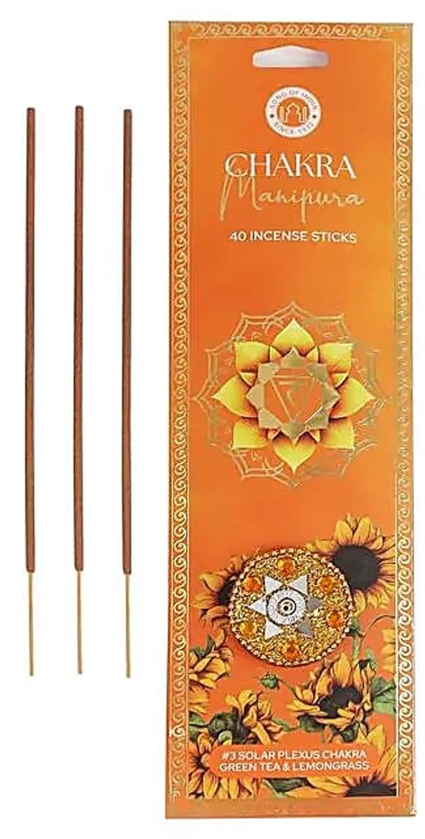 Wierook Manipura chakra groene thee & citroengras – 40 stokjes