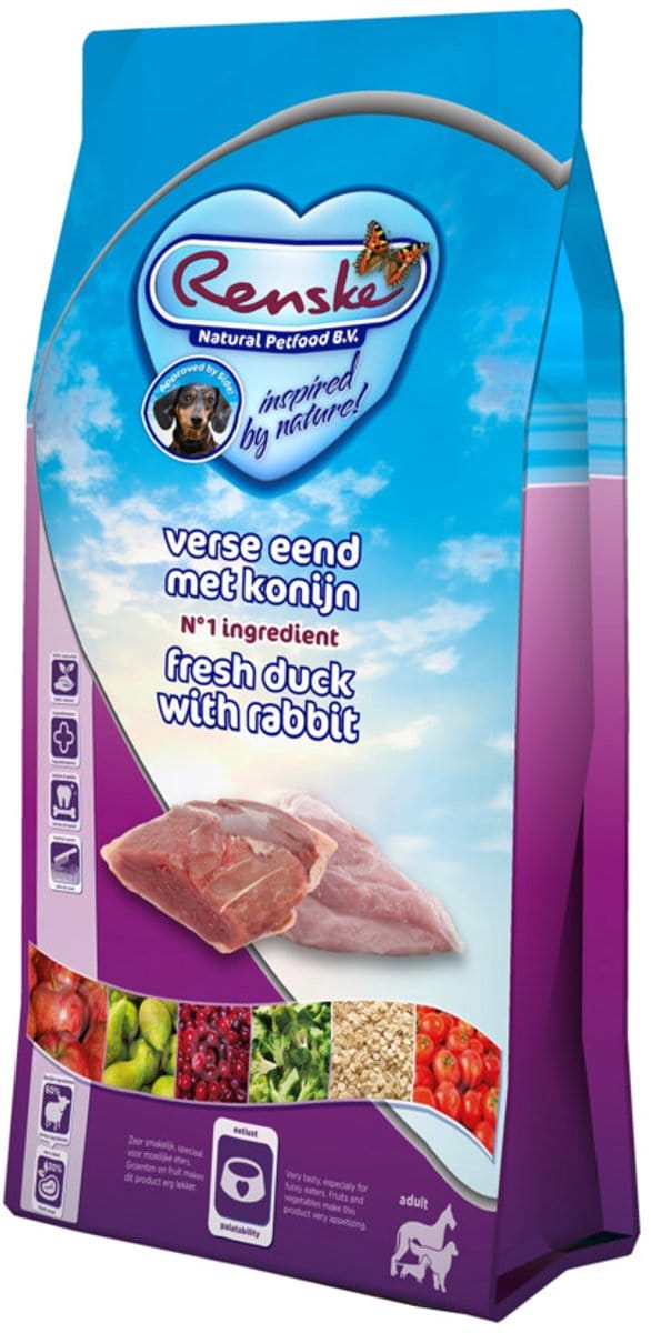 8x Renske Super Premium Adult Eend - Konijn 600 gr