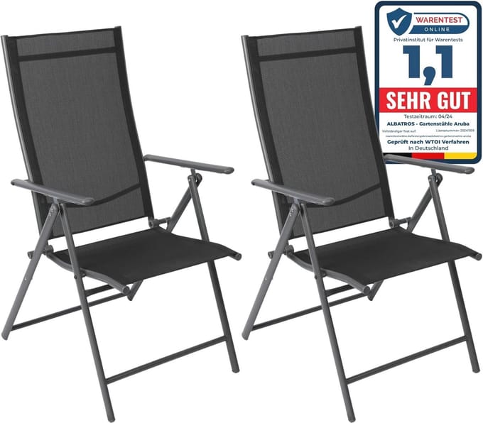 Inklapbare Tuinstoelen Set van 2 - Metalen Frame en Ergonomisch Design voor Comfortabel Buitengebruik