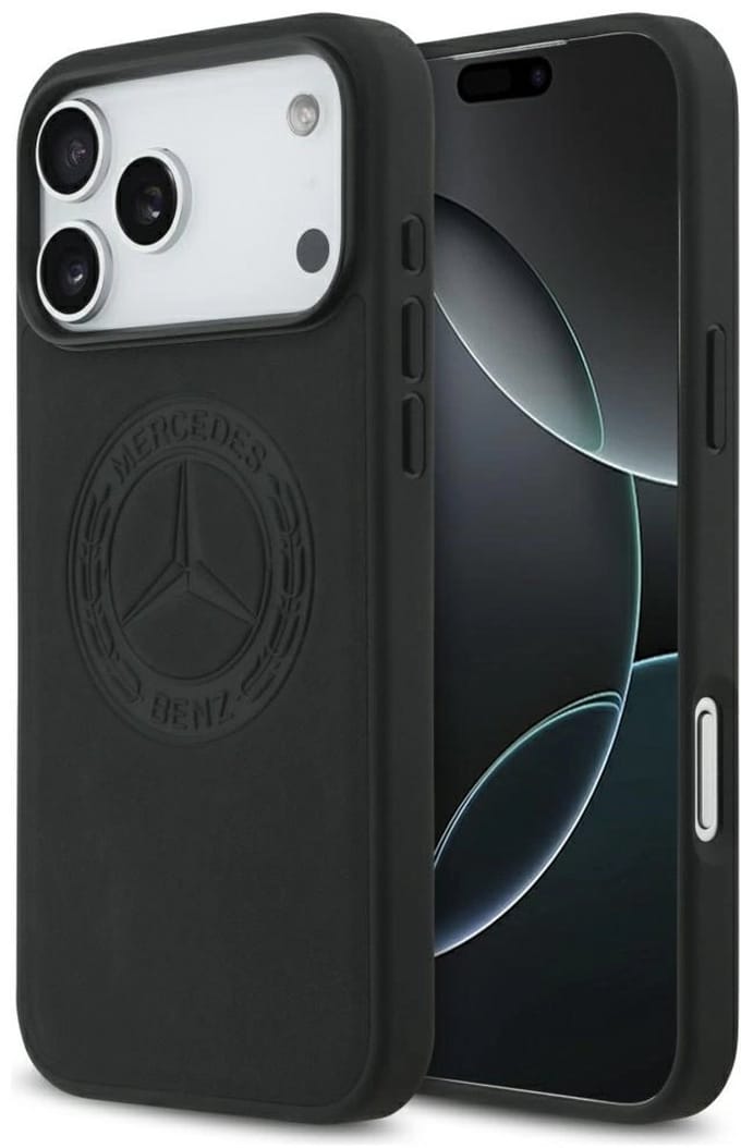 Mercedes-Benz Back Cover - iPhone 17 Pro Max - Zwart - Genuine Leather - Magsafe - Vintage Logo