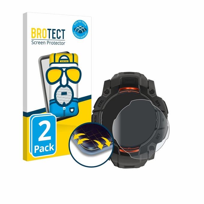 BROTECT - Screenprotector voor Garmin Instinct 3 Solar (50 mm) - Folie Beschermfolie matte volledig dekking 2 Stuks