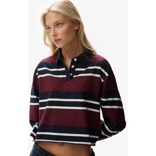Superdry Athletic Essentials Gestreept Rugby Shirt Red Grootte: 36