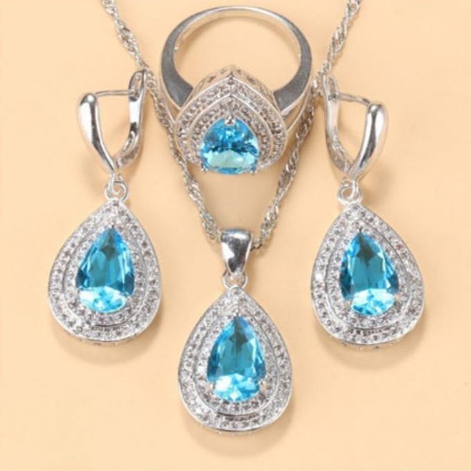 Ensemble de bijoux avec pendentif, boucles d'oreilles, collier, bague et ensemble pour femme 10# beige