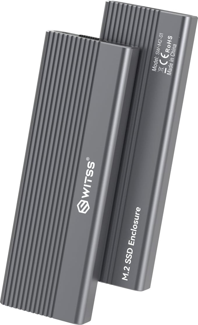 Switss® - M.2 SSD Behuizing NVMe & SATA 2230/2242/2260/2280 - USB-C 10Gbps - Aluminium Heatsink
