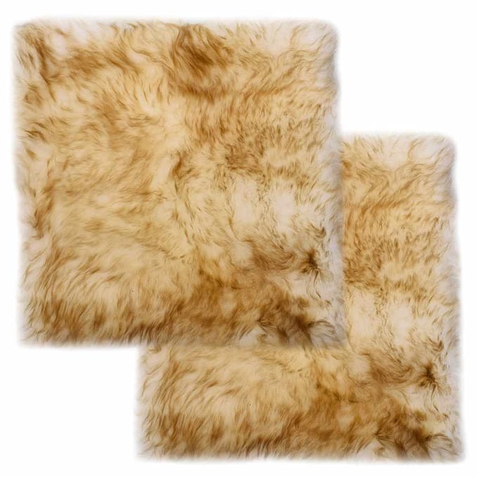vidaXL - Stoelkussens - 2 - st - 40x40 - cm - echt - schapenvacht - gemêleerd - bruin
