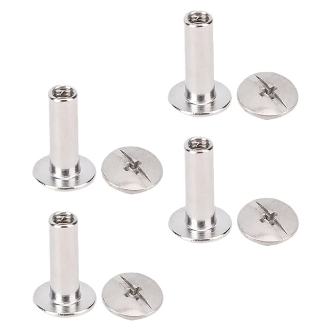 100 Sets Klinknagel en Schroef Roestvrij Staal M3 Platte Ronde Kop Klinknagel Bevestigingsset Leerbewerking white