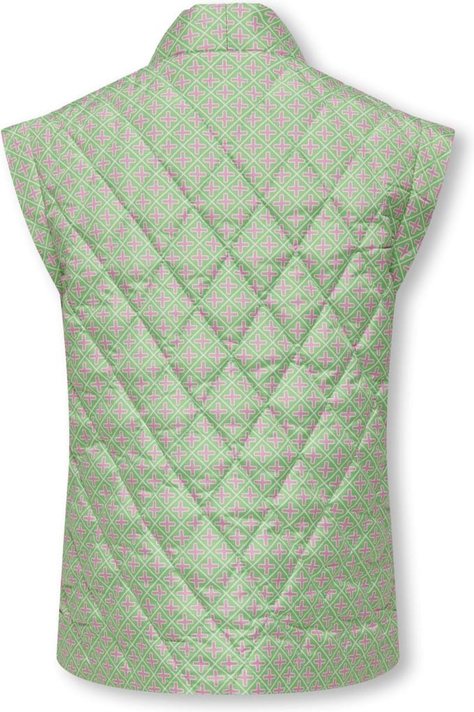 ONLY KOGCEMMA AOP QUILT VEST CS PNT Meisjes Jas - Spring BouquetPattern:Begonia Pink/Cloud Dancer - Maat 128