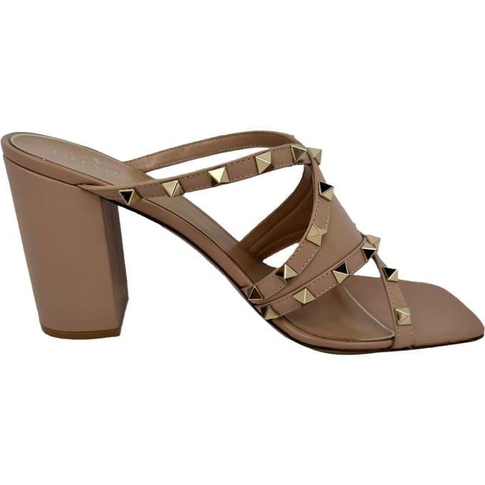 Valentino Garavani Rockstud Hakmuiltjes in Beige Leer