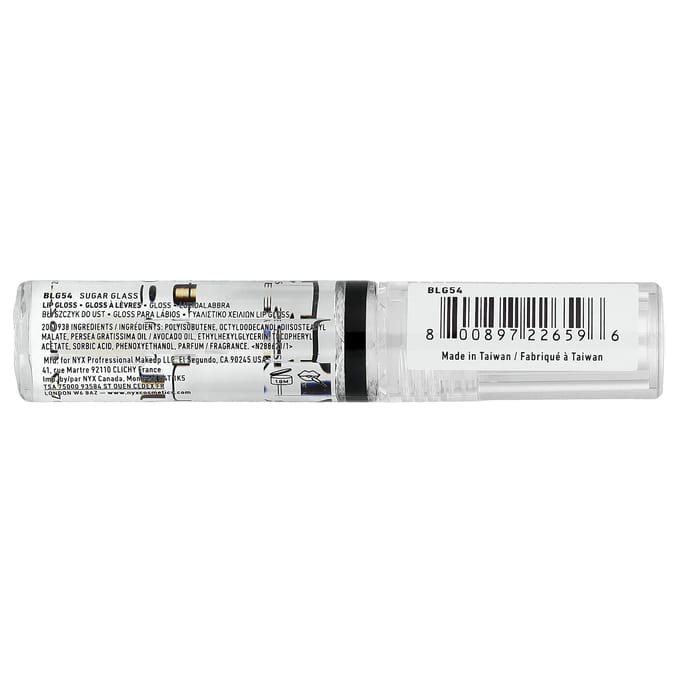 NYX Professional Makeup, Butter Gloss, Lipgloss, 54 Sugar Glass, 8ml (0,27 oz) white