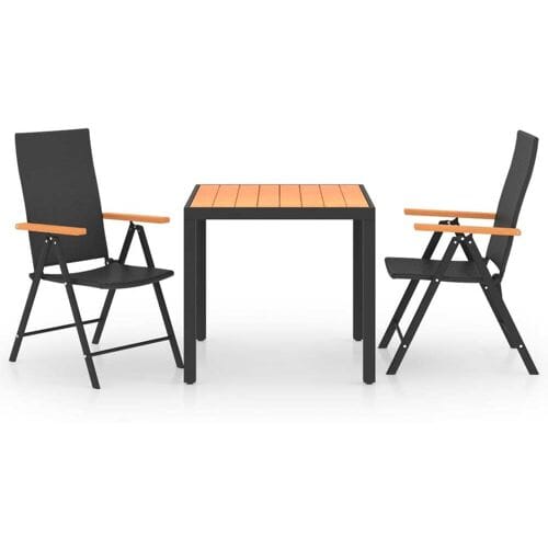 vidaXL - 3-delige - Tuinset - zwart - en - bruin