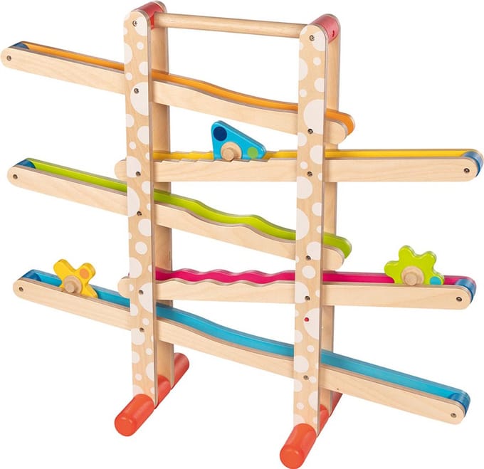 BALLENBAAN met TOLLEN 66,5x20,2x58,3cm, met 3 tollen, hout, 2+