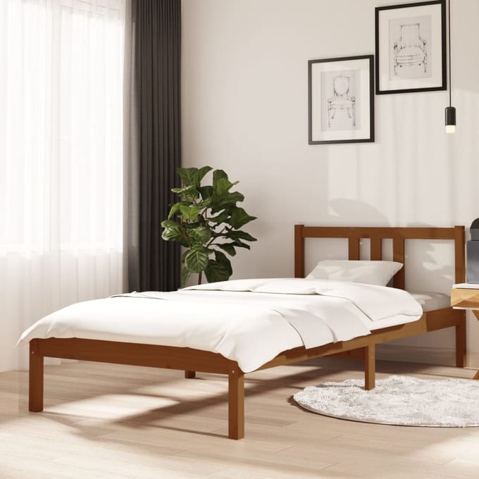 vidaXL - Bedframe - massief - hout - honingbruin - 90x200 - cm
