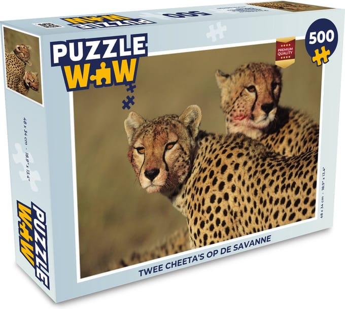 Puzzel Twee cheeta's op de savanne - Legpuzzel - Puzzel 500 stukjes