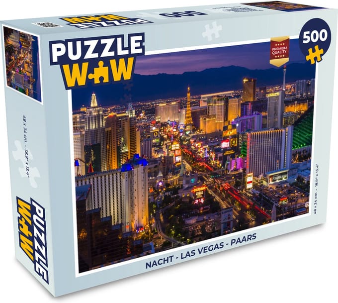 Puzzel Nacht - Las Vegas - Paars - Legpuzzel - Puzzel 500 stukjes
