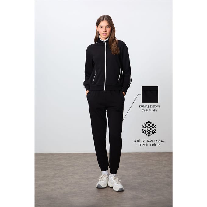 Oversized sweatshirt met ritssluiting en bijpassende broek set