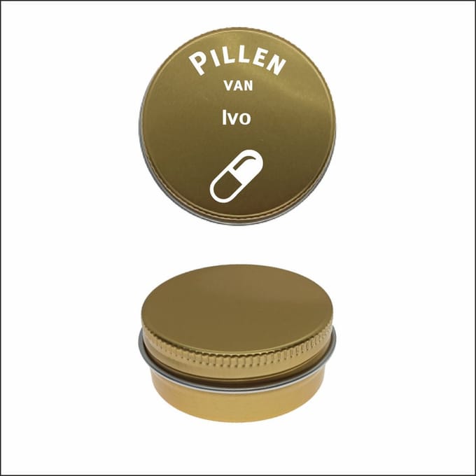 Pillen Blikje Met Naam Gravering - Ivo