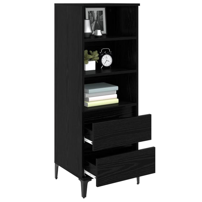 vidaXL - Highboard - Zwart - eiken - 40 - x - 36 - x - 110 - cm - Bewerkt - hout