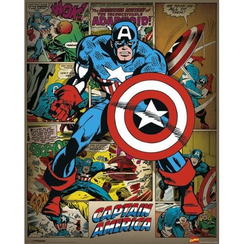 Pyramid International Marvel Comics Poster Pack Captain America Retro 40 x 50 cm (4) Poster & Wallscrolls