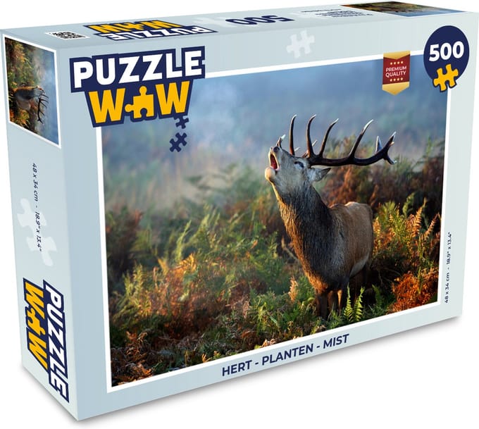 Puzzel Hert - Planten - Mist - Legpuzzel - Puzzel 500 stukjes