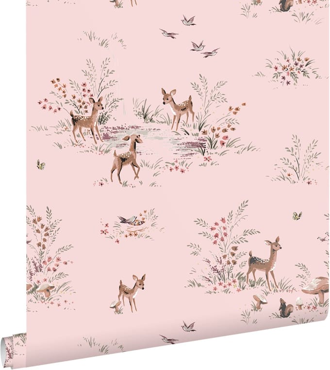 ESTAhome behang hertjes roze - 50 x 900 cm - 131429
