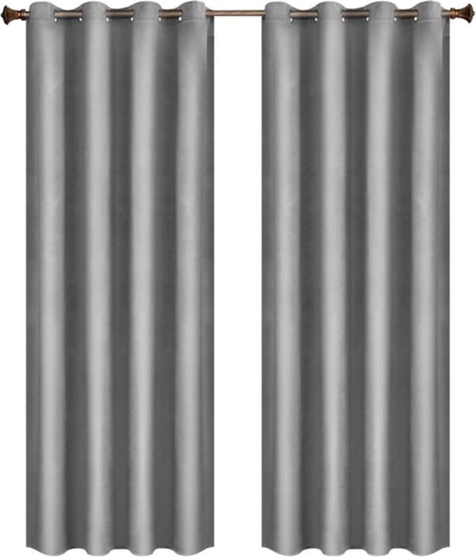 Bolt Edge Gordijnen set - Grijs - Verduisterend - 140x245cm - Plooiband - Fluweel - Isolerend