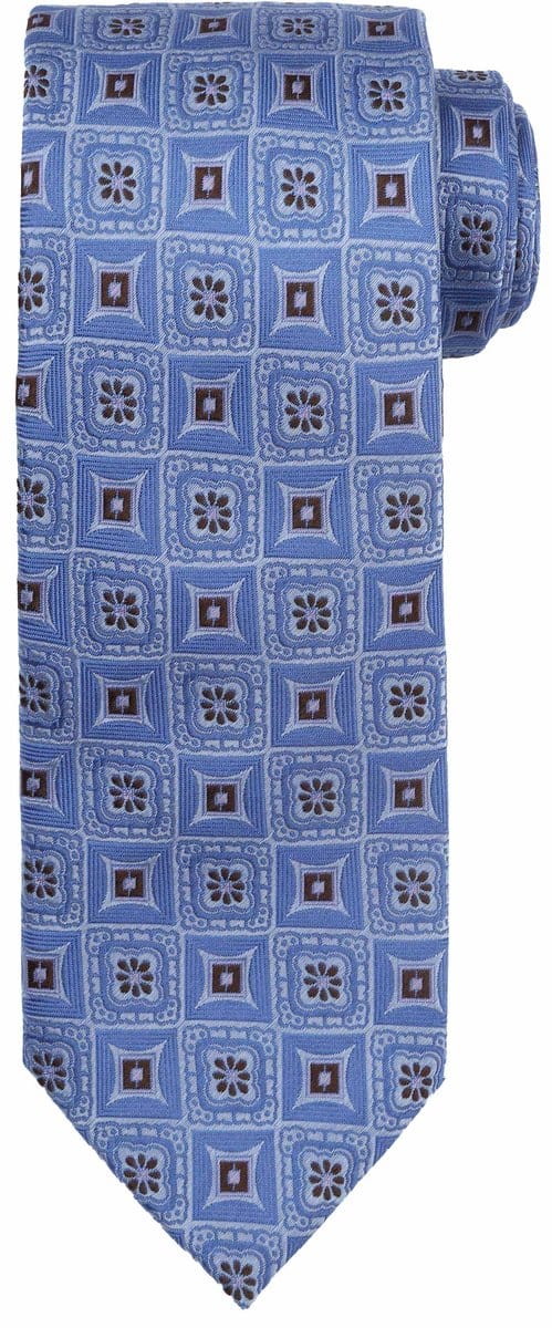 Suitable Stropdas Zijde Print Blauw - Print - Heren das