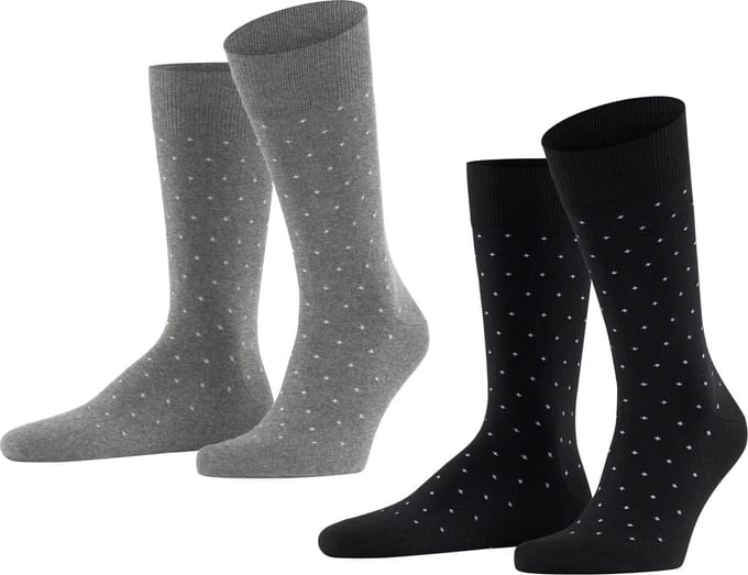 Esprit Fine Dot 2-Pack gedessineerd katoen multipack sokken heren veelkleurig - maat 43-46
