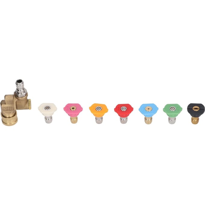 7PCS Hogedrukreiniger Spuitmondtips met Koppeling 14in Snelkoppelingsinterface 2.5GPM 4500PSI Meerdere Graden beige