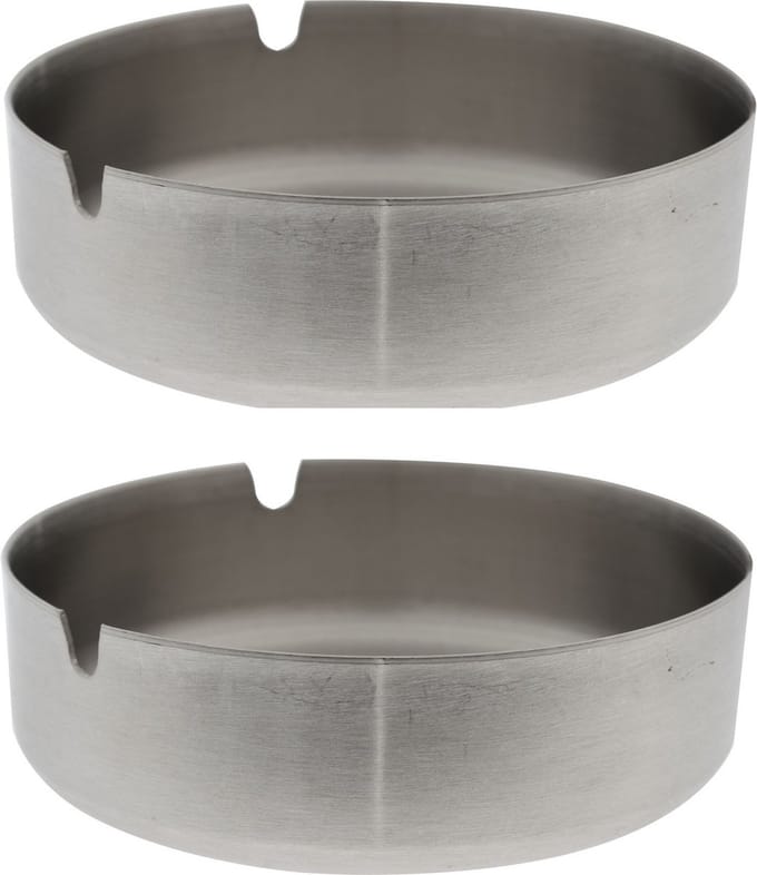 Set van 2x stuks asbakken 10 cm Rvs - Voor binnen en buiten gebruik