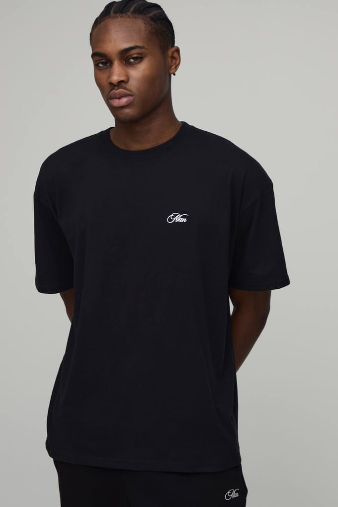 Oversized T-Shirt met Bloemenprint op de Rug | Black | Size Medium