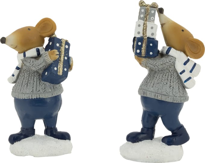 Cosy @ Home Muis Gifts 2 Types Grijsblauw 3,5x5,5xh10,5