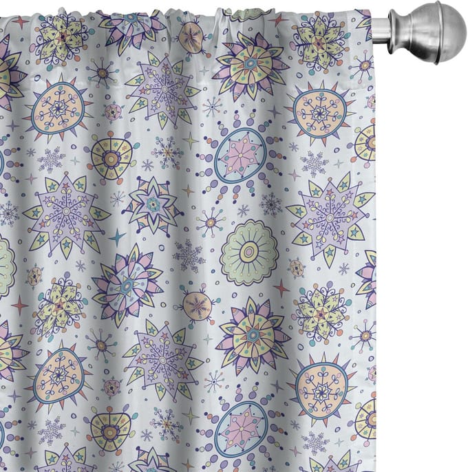ABAKUHAUS Wintergordijnen – Pastel Bloemen – 2x75x175 cm – Microvezel