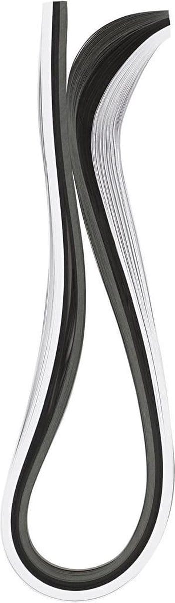 Quilling stroken, L: 78 cm, B: 5 mm, 120 gr, zwart, grijs, wit, 100 stuk