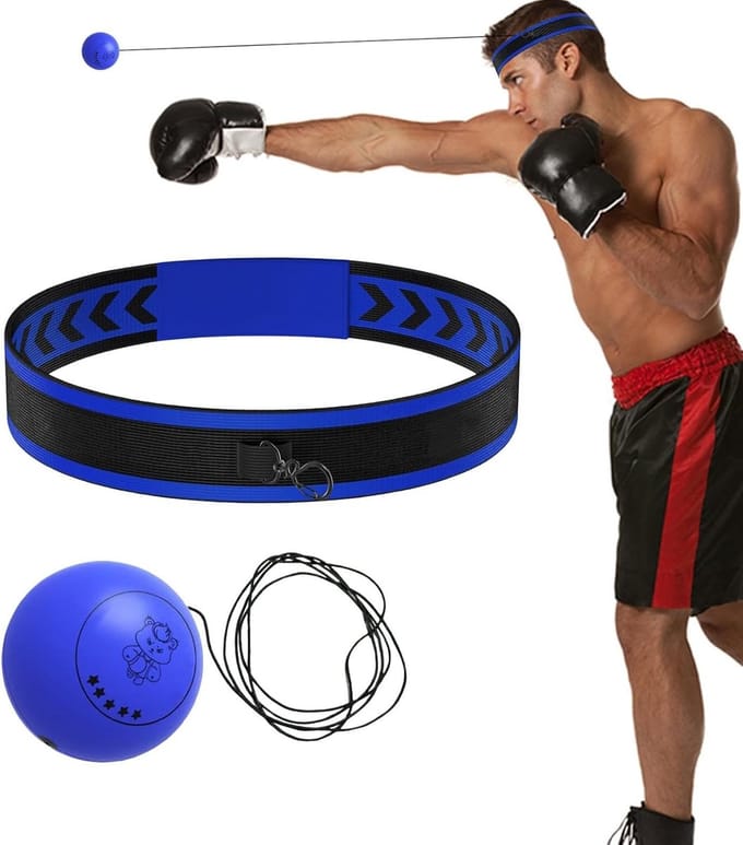 Boks Reflexbal - Reactietraining Hoofdband - Verbeter Coördinatie - Voor Alle Leeftijden - 3 Ballen Set - Blauw Oranje