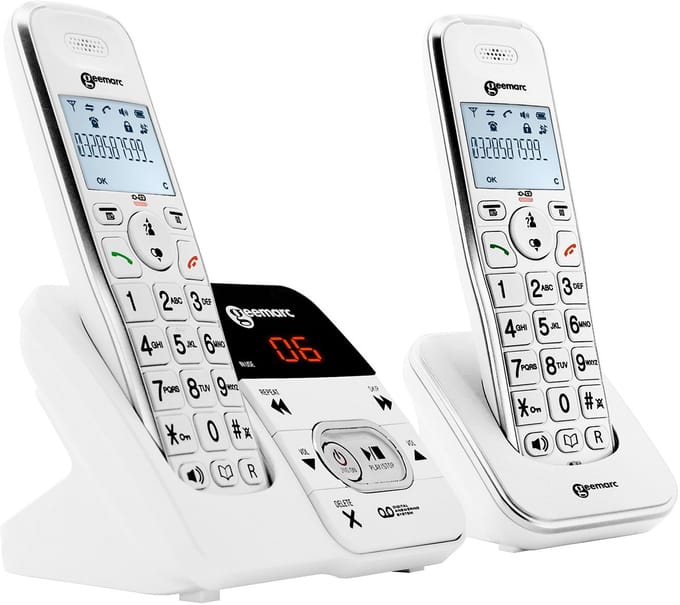 Geemarc, Vaste telefoon voor senioren AmpliDect 2951 Draadloze dubbele handset, Wit