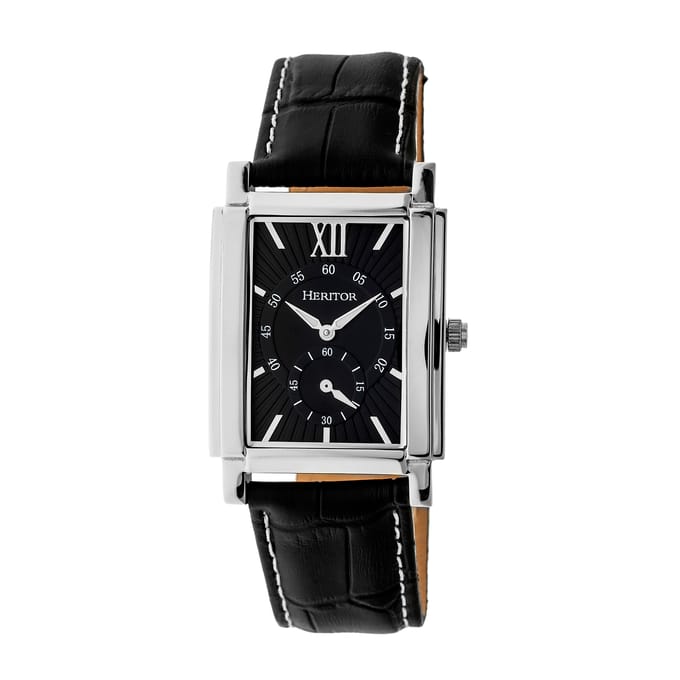 Heritor Automatic Frederick horloge met leren band - Zilver/Zwart