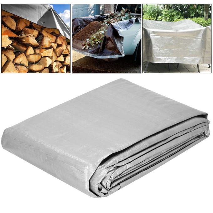 Springos Afdekzeil | Dekzeil | Zeildoek | Waterdicht | PVC | 6 x 8 m | 130 g/m2 | Grijs