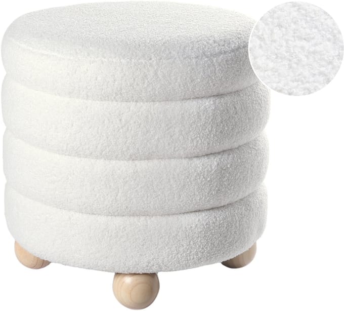 CHILLY - Poef - Gebroken wit - Bouclé