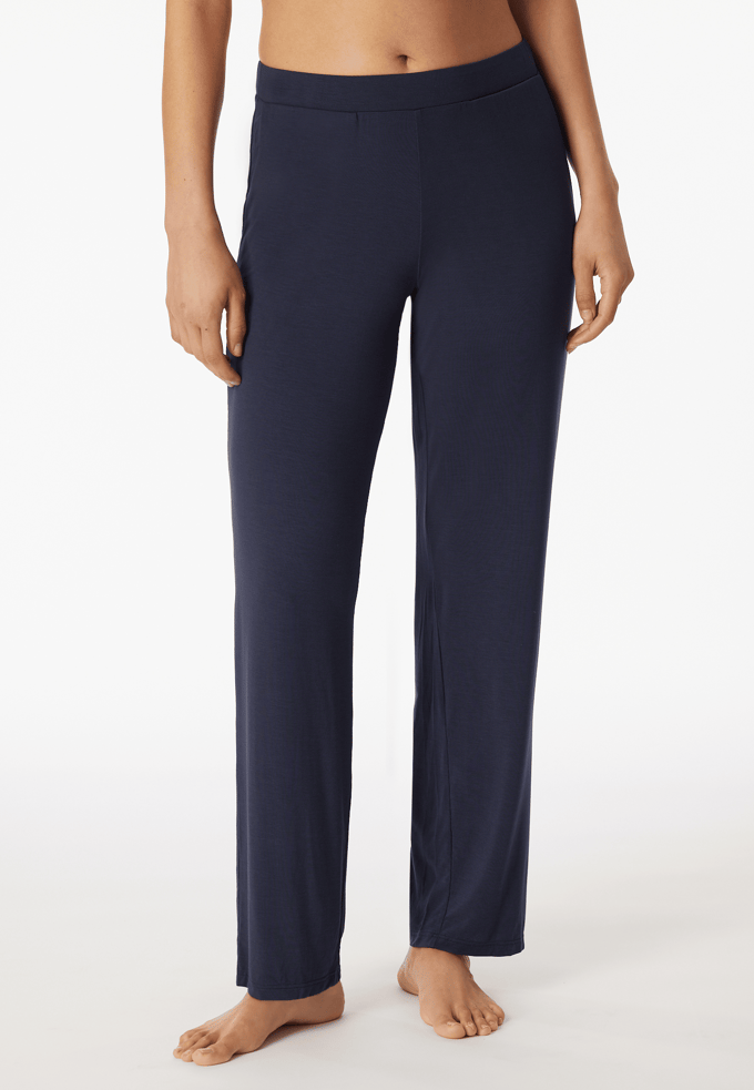 Langere loungebroek van modalvezel, Marlene-model, blauw - Mix+ Relax 34