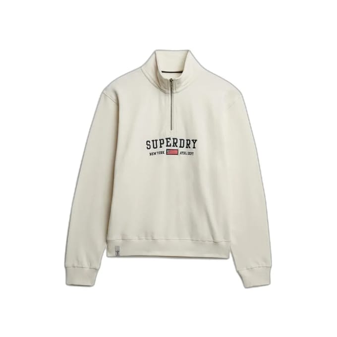 Superdry Essential Logo Sweatshirt Met Halve Rits Beige 2XS Vrouw