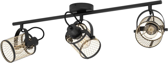 EGLO Dellow spot - E27 - 3 lichts - 83 cm - Zwart|Goud