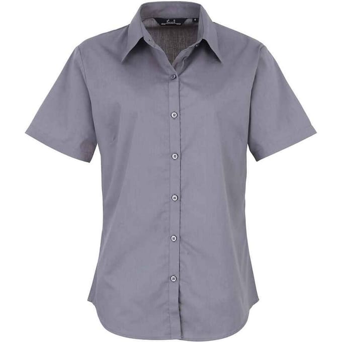 Premier Dames/Dames Popeline Blouse met Korte Mouwen (Staal)