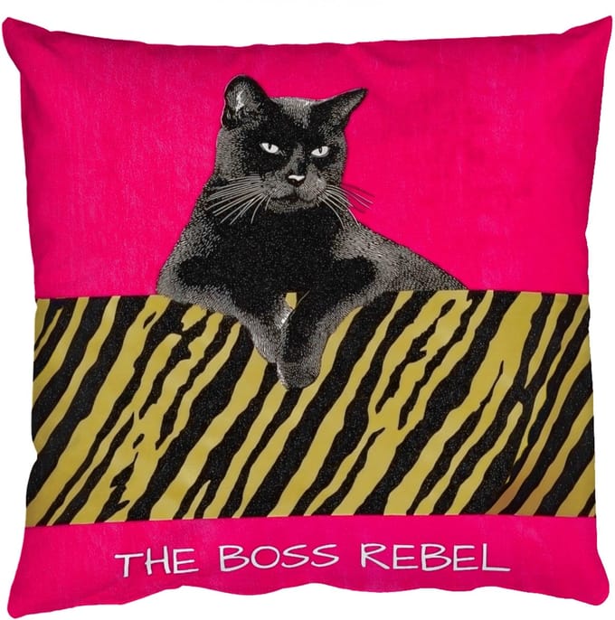 Sierkussens - Kussentjes Woonkamer - 60x60 cm - Kat - Baas - Roze - Tijgerprint