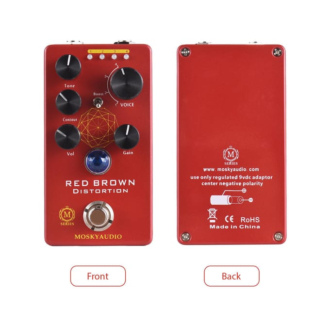 MOSKYAUDIO Gitaar Distortion Effectenpedaal ROOD BRUIN Distortion Gitaar Bas Effectpedaal Distortion rood