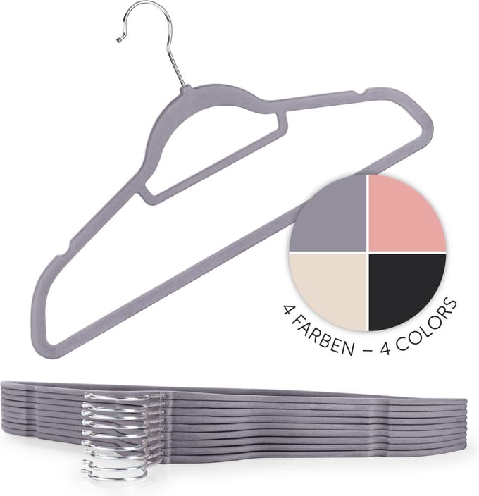 Blumtal - Kledinghangers - Velvet - Fluweel - Grijs - Set van 30