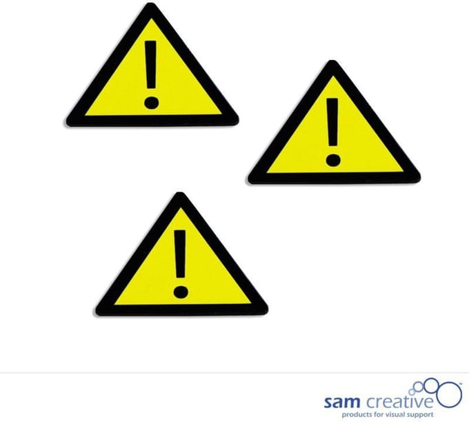 Sam Creative Magnetisch Symbool Attentie 3,5x4 cm Geel - 10 stuks