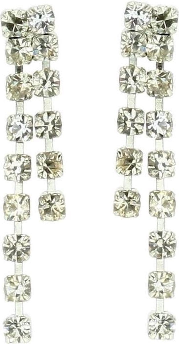 Behave - Oorbellen hanger steentjes glans - Feestelijk avondaccessoire