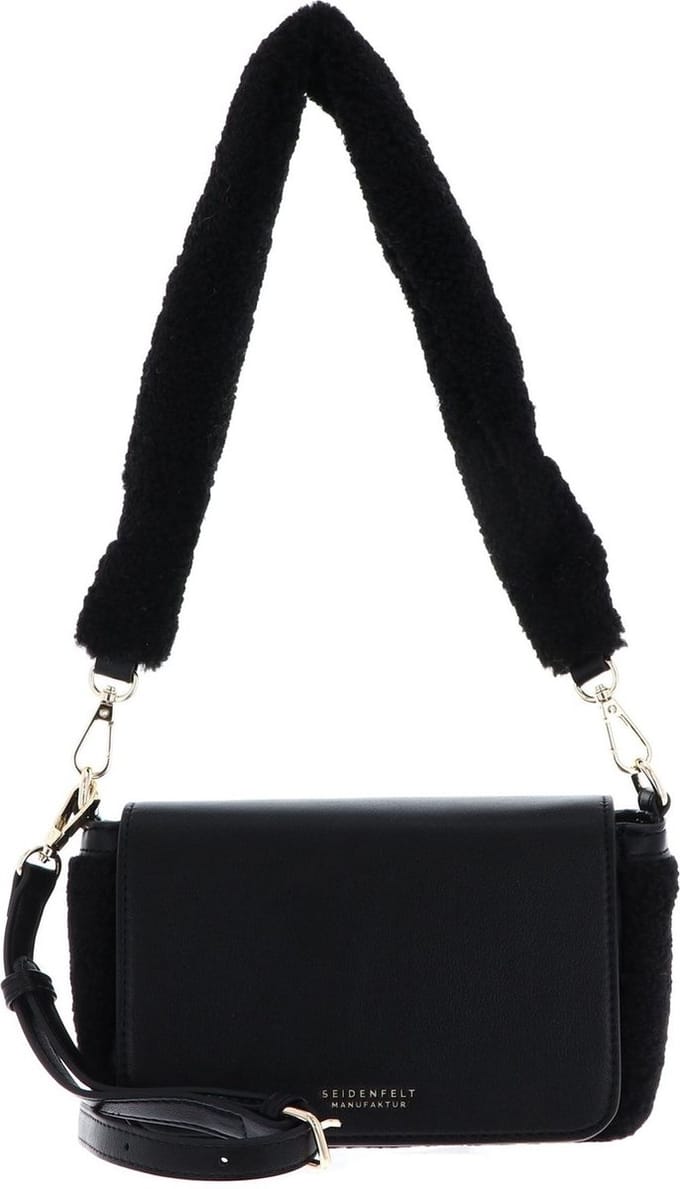 SEIDENFELT MANUFAKTUR Schoudertas Lemvig Shoulderbag Black / Gold Zwart