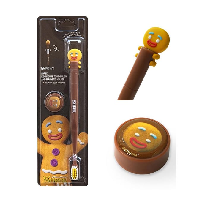Figurine Shrek Bonhomme en pain d'épices Set Porte-brosse à dents + Aimant pour enfants black